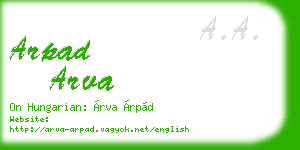 arpad arva business card